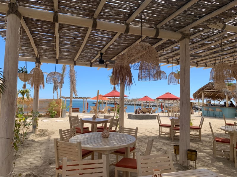 San José del Cabo beach club — a lower-key alternative to Cabo San Lucas, thirty minutes from our Airbnb rental