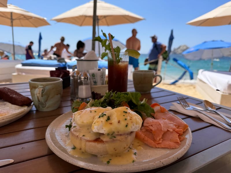 Breakfast on Medano Beach, Cabo San Lucas — a guest morning near our vacation rental