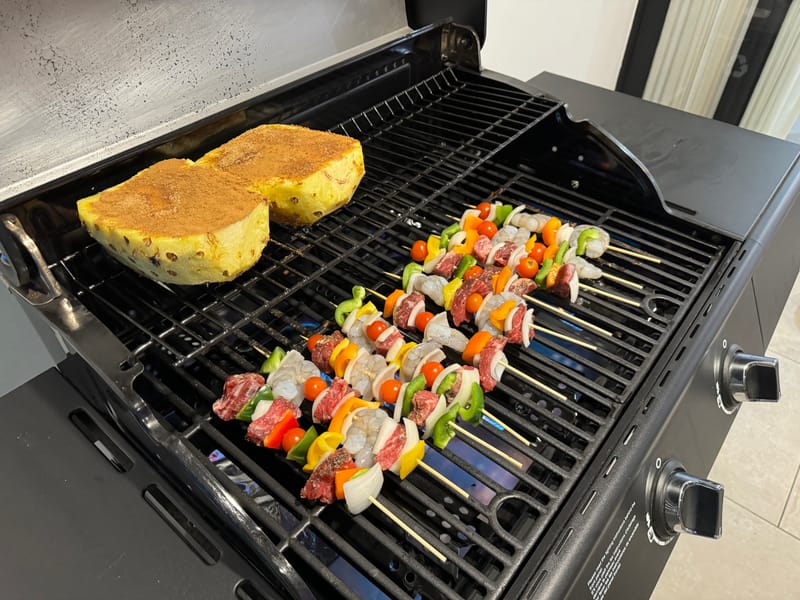 Grilling on the terrace at our Pedregal vacation home, Cabo San Lucas Airbnb