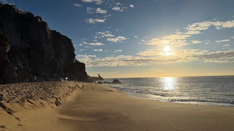 Sunrise on Pedregal beach, Cabo San Lucas — a common morning view for guests at our vacation rental