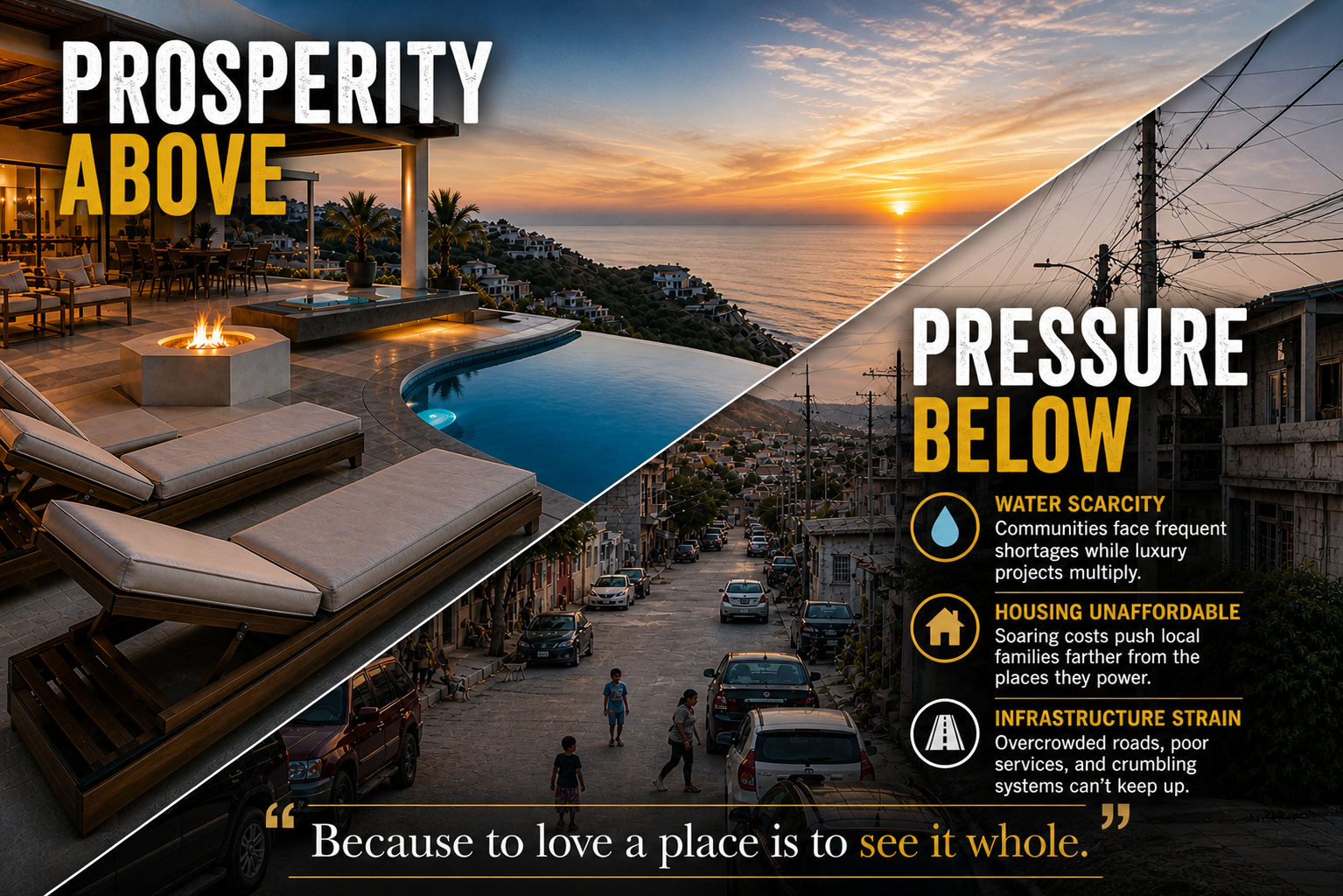 Civic Lens No. 1 — Cabo San Lucas: Prosperity Above, Pressure Below. Pierro Holdings.